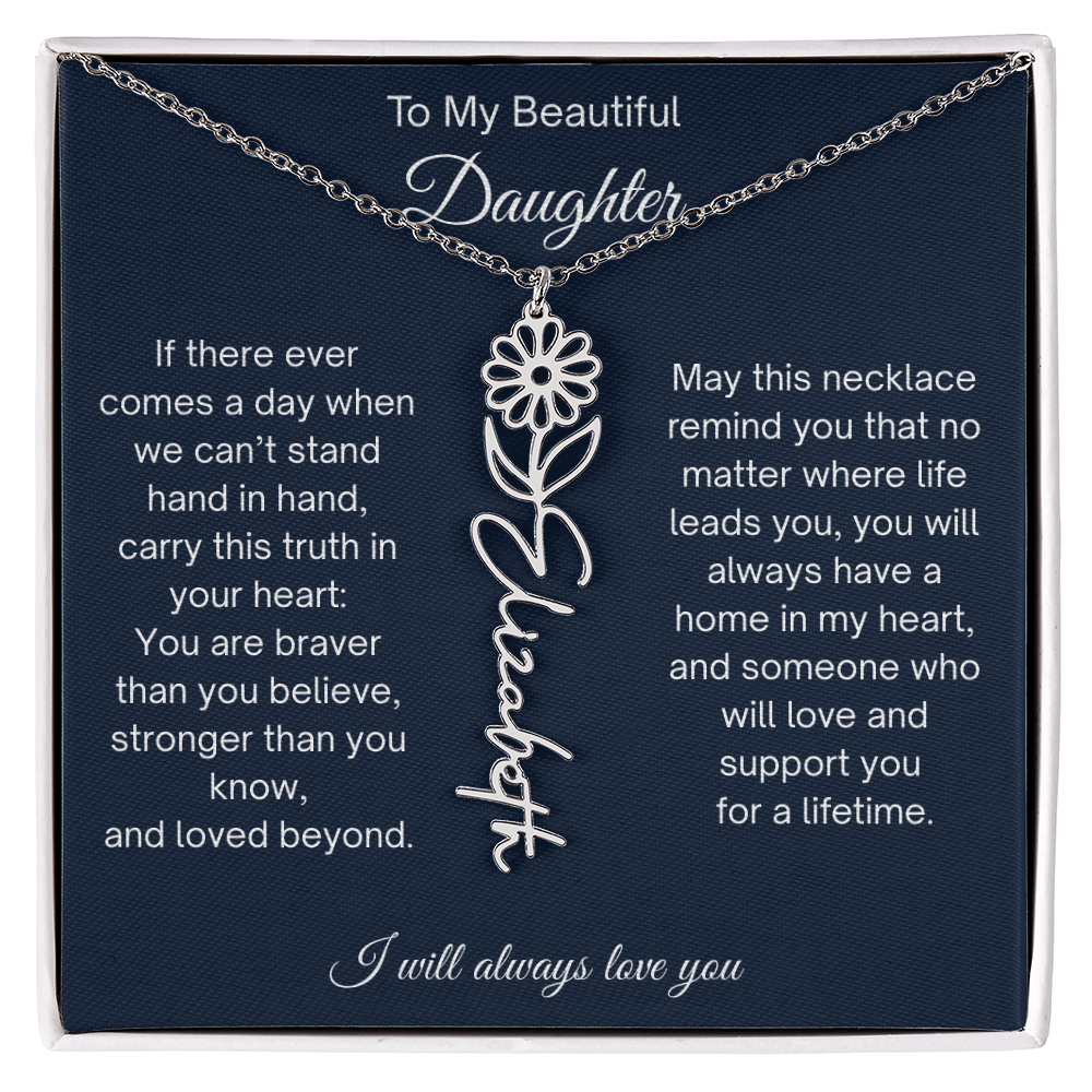 Daughter Gift Personalized Birth Flower Name Necklace