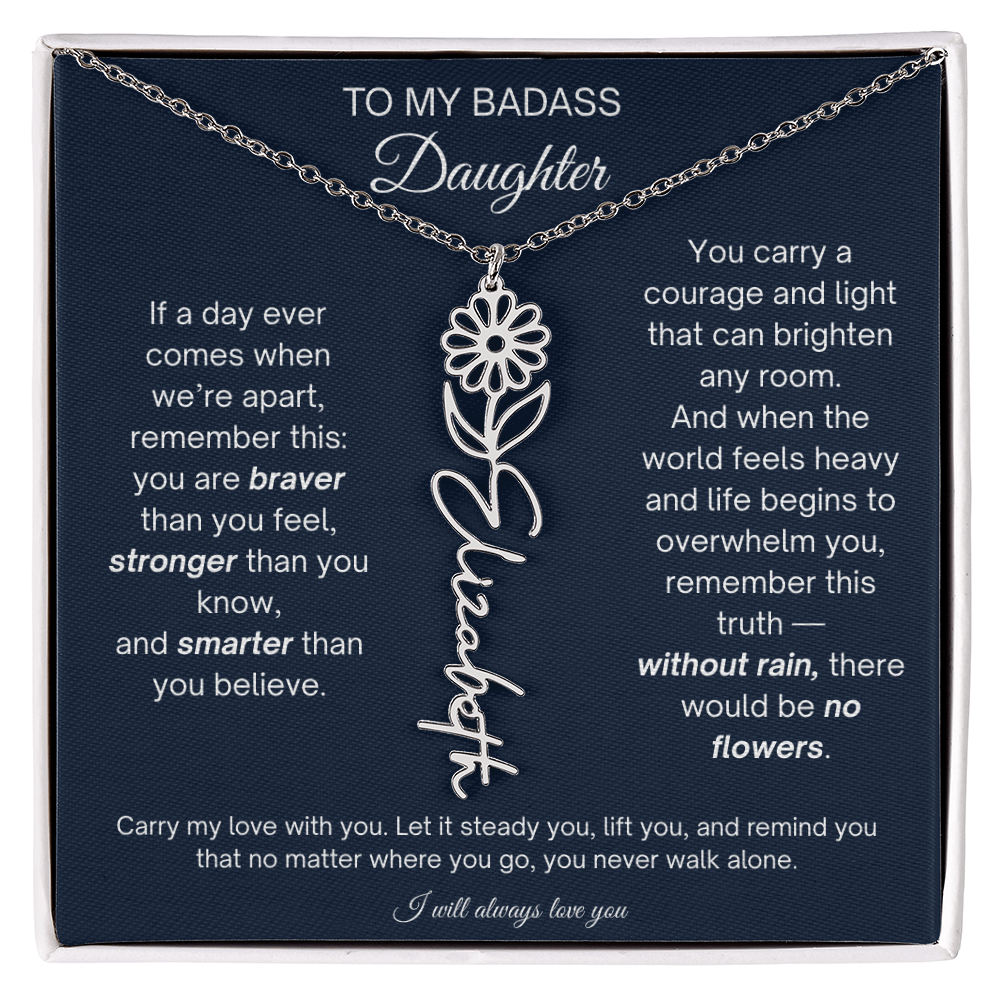 Daughter Encouragement Gift - Personalized Flower Name Necklace