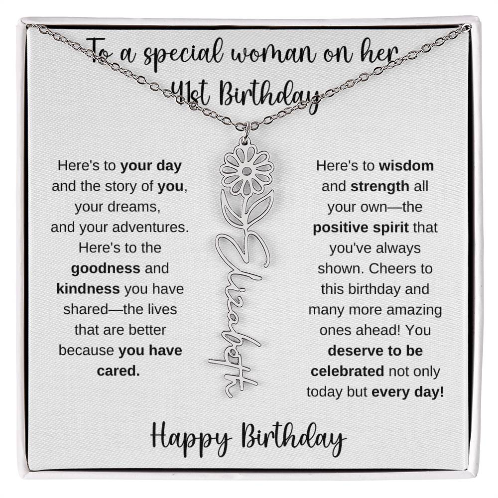 41st Birthday - Flower Name Necklace