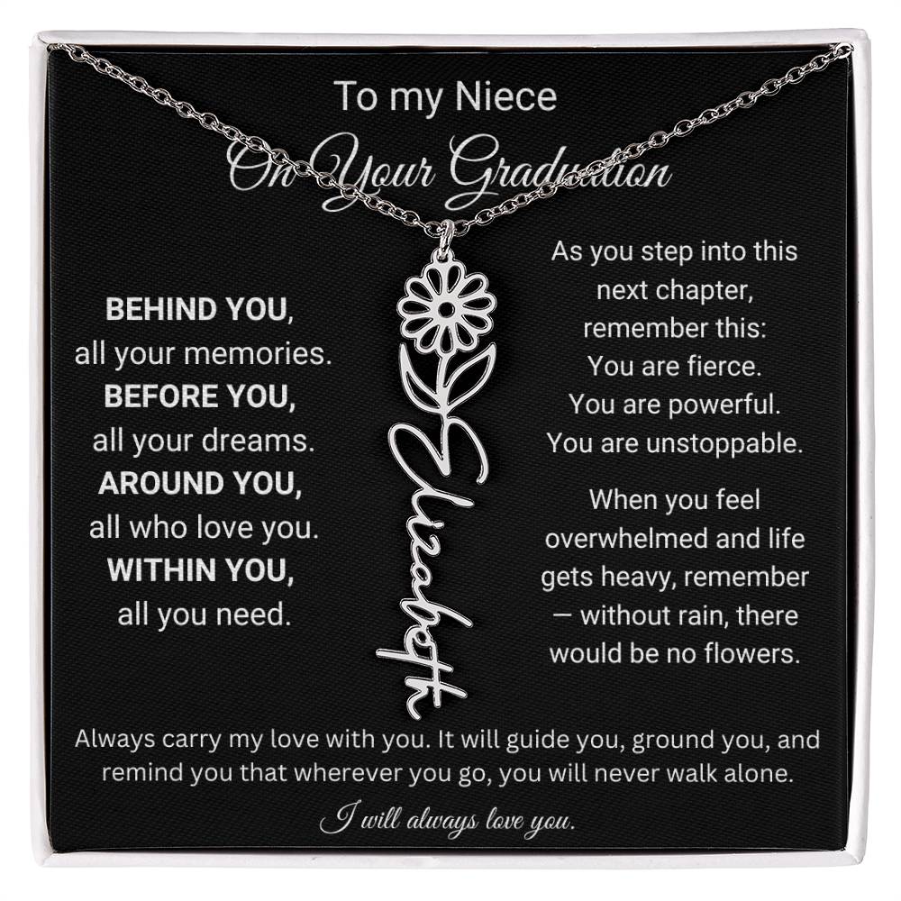 To My Niece On Your Graduation | Flower Name Necklace