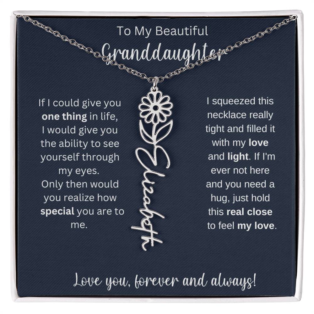 Granddaughter Birthday Present | Flower Name Necklace