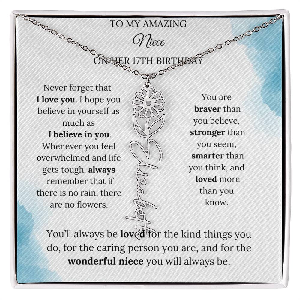 Birth Month Flower Name Necklace for My Niece's 17th Birthday