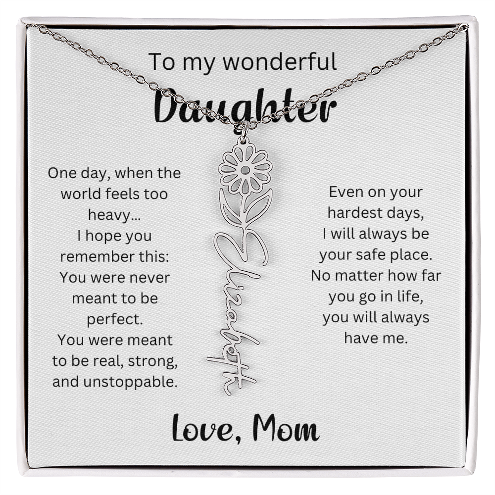 Emotional Gift for Daughter - Birth Flower Name Necklace