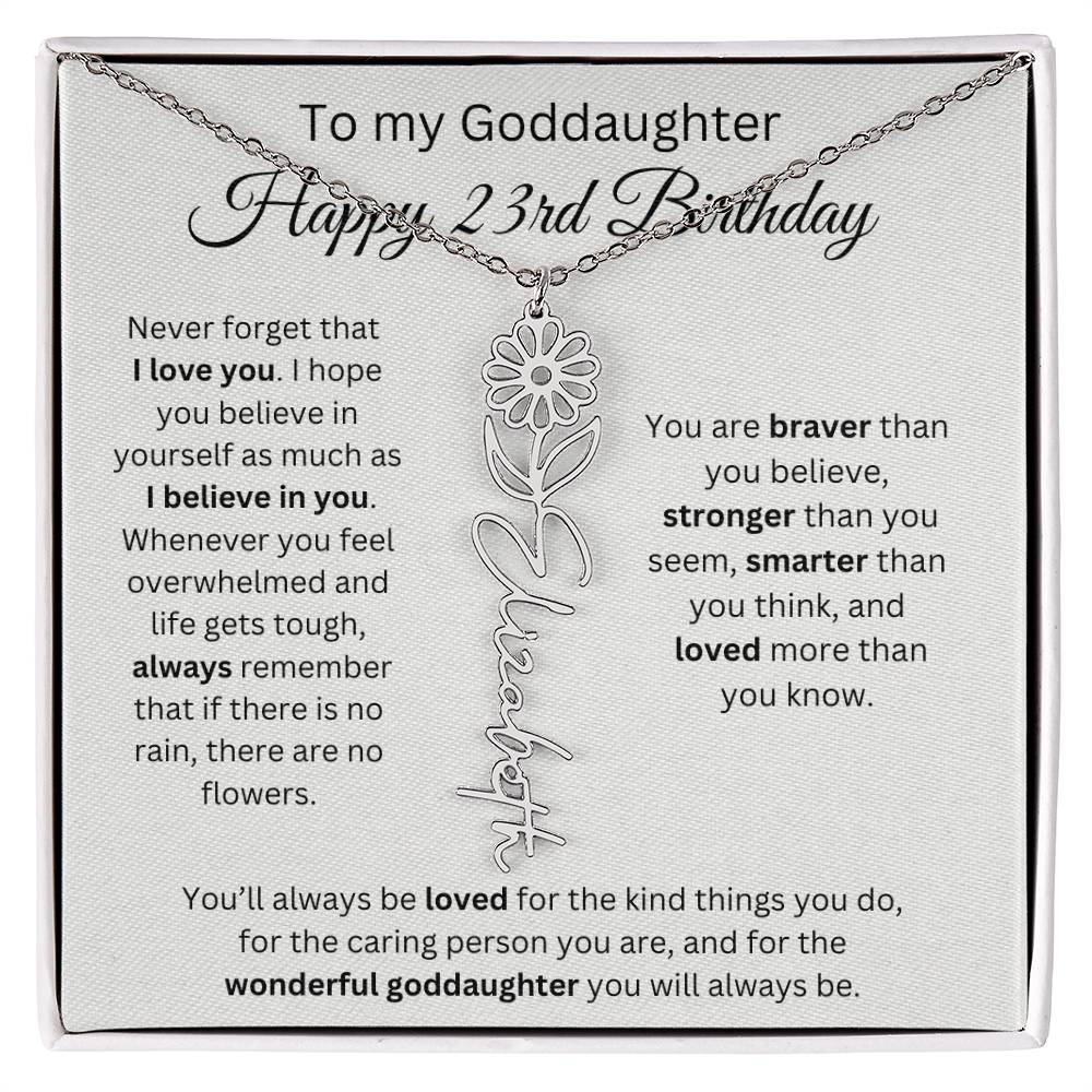 To My Goddaughter Happy 23rd Birthday - Flower Name Necklace