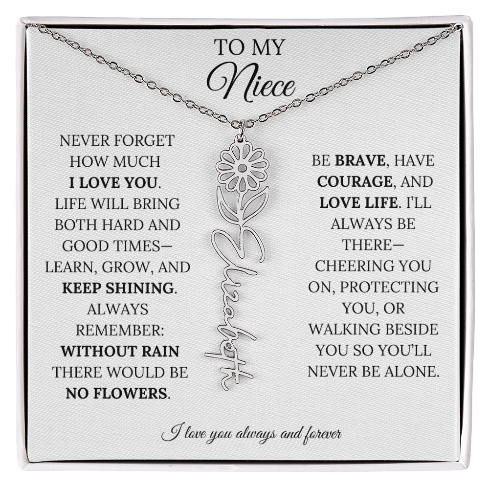 To My Niece | Keep Shining | Flower Name Necklace