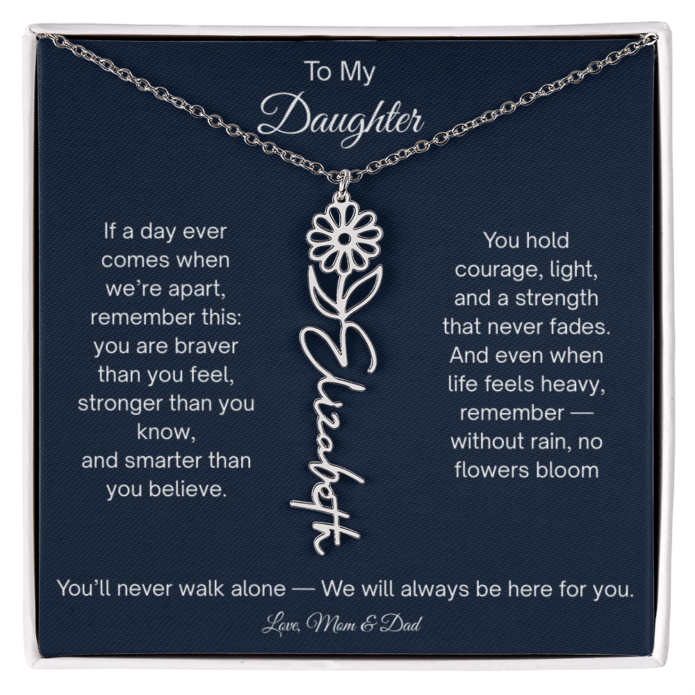 Personalized Daughter Gift - Birth Flower Name Necklace