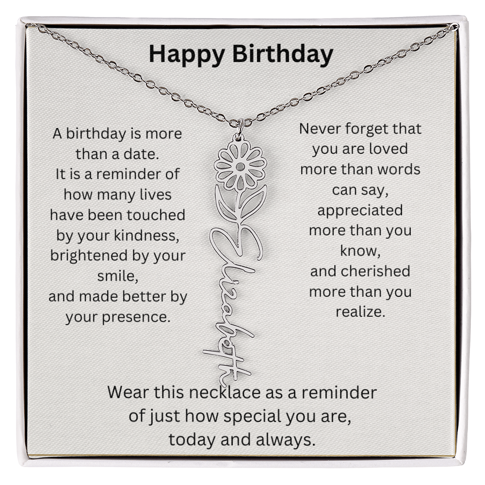Meaningful Birthday Gift Birth Flower Name Necklace