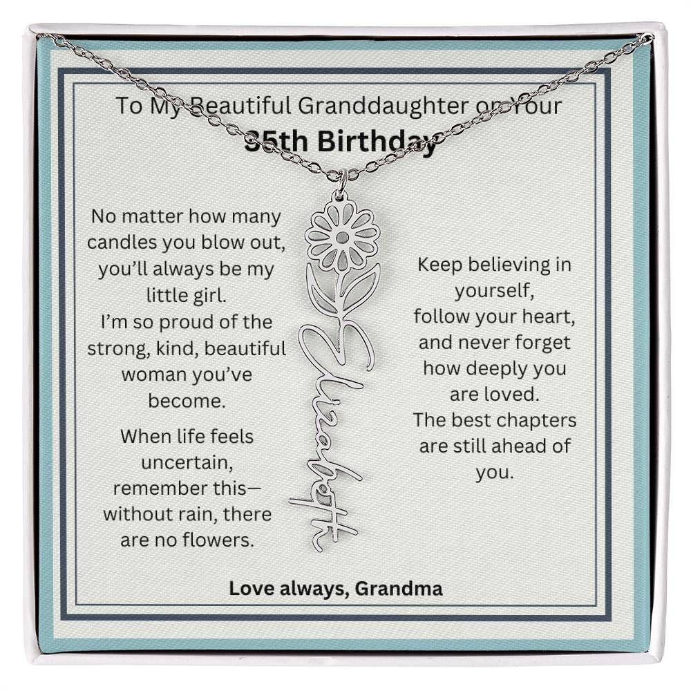 Birthday Gift for Granddaughter - Birth Flower Name Necklace