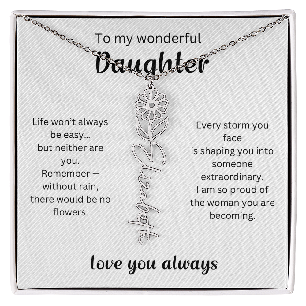 Emotional Gift for Daughter - Birth Flower Name Necklace 2