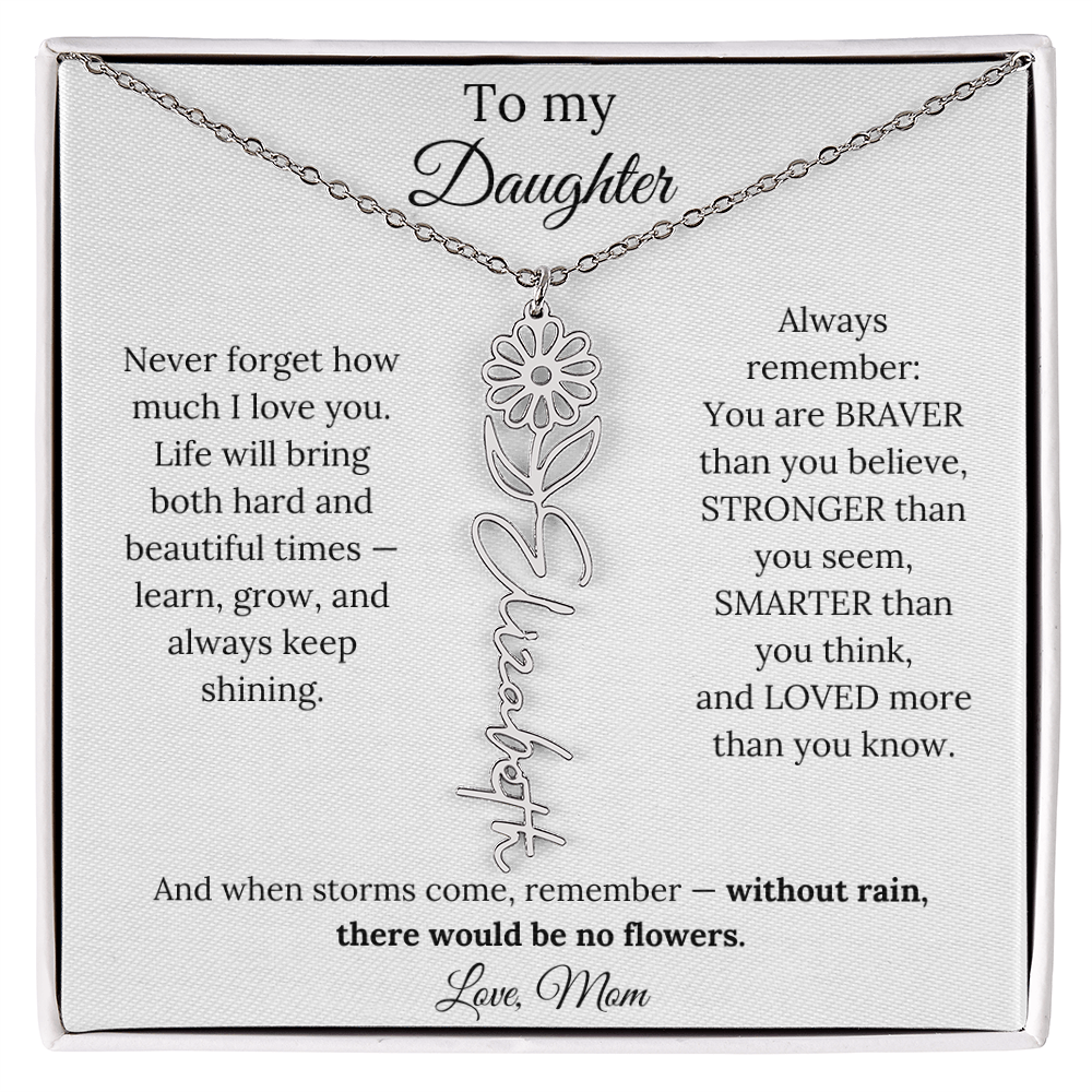 Personalized Jewelry Gift To My Daughter Birth Flower Name Necklace From Mom
