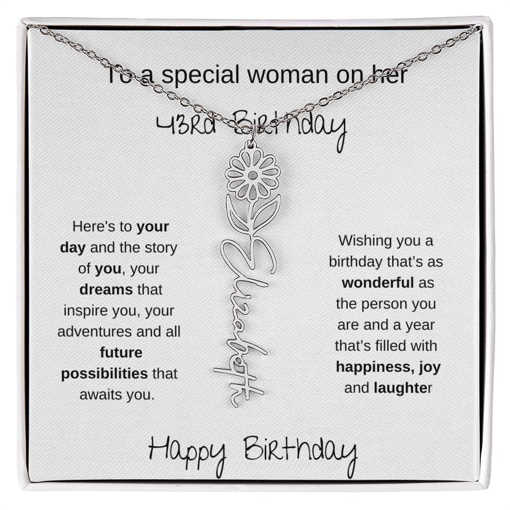 A Special Woman 43rd Birthday | Flower Name Necklace