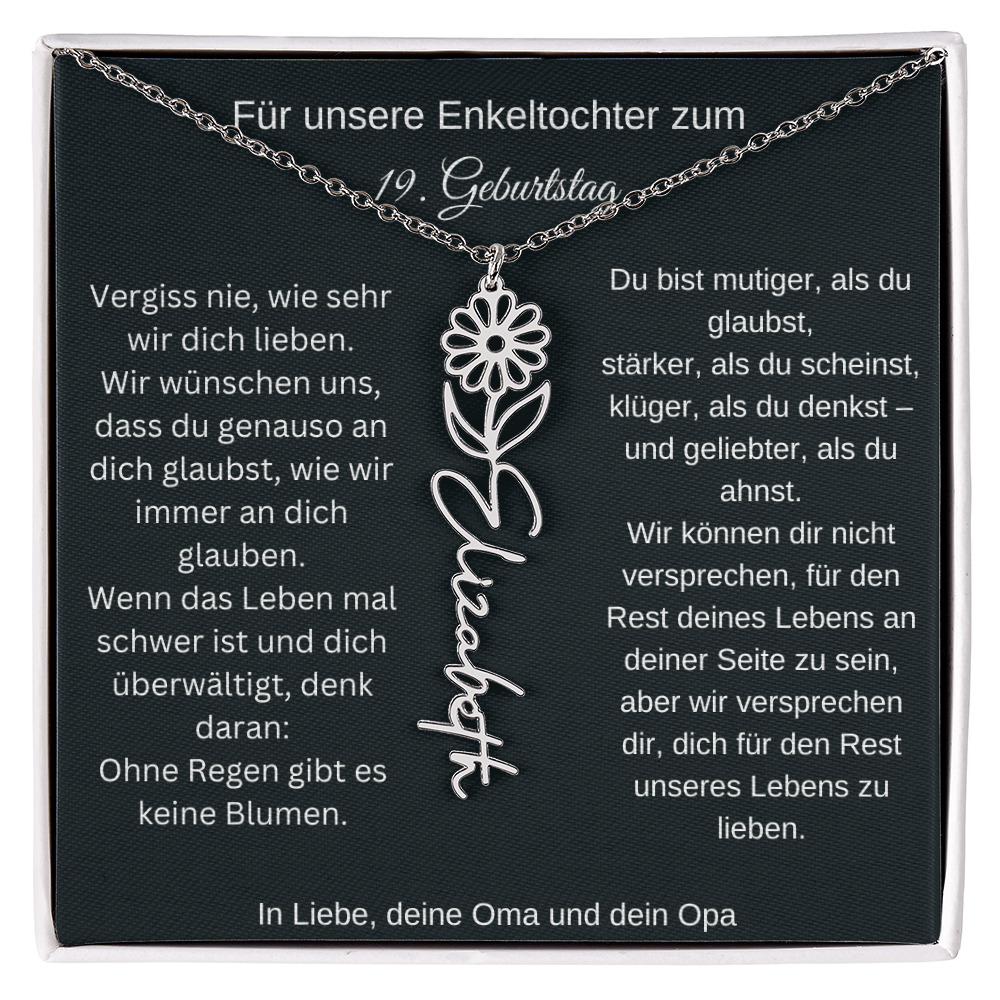 19. Geburtstag Blumen Namenskette