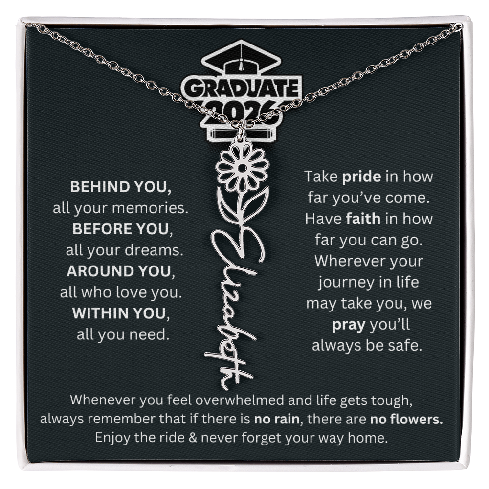 2026 Graduation Gift | Birth Flower Name Necklace 1