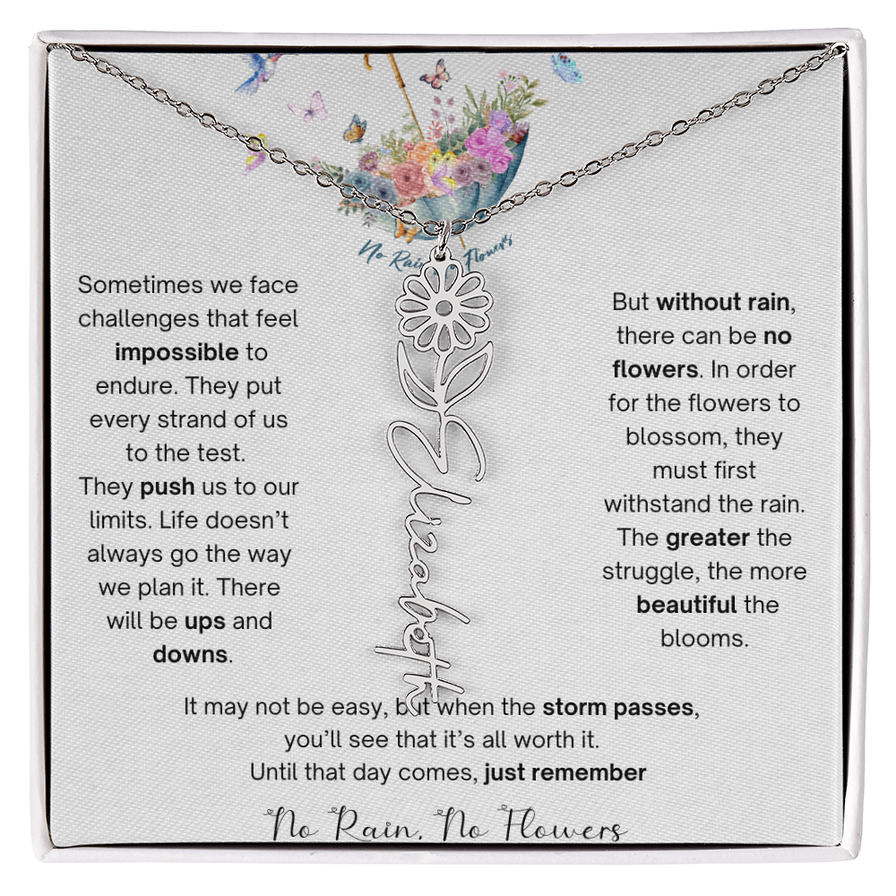 No Rain No Flowers 3 - Flower Name Necklace