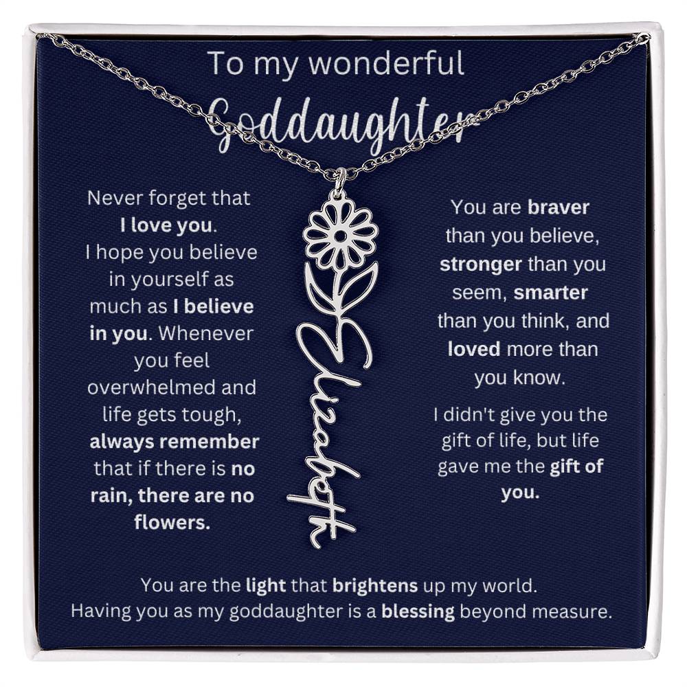 To My Wonderful Goddaughter | I Believe In You | Flower Name Necklace