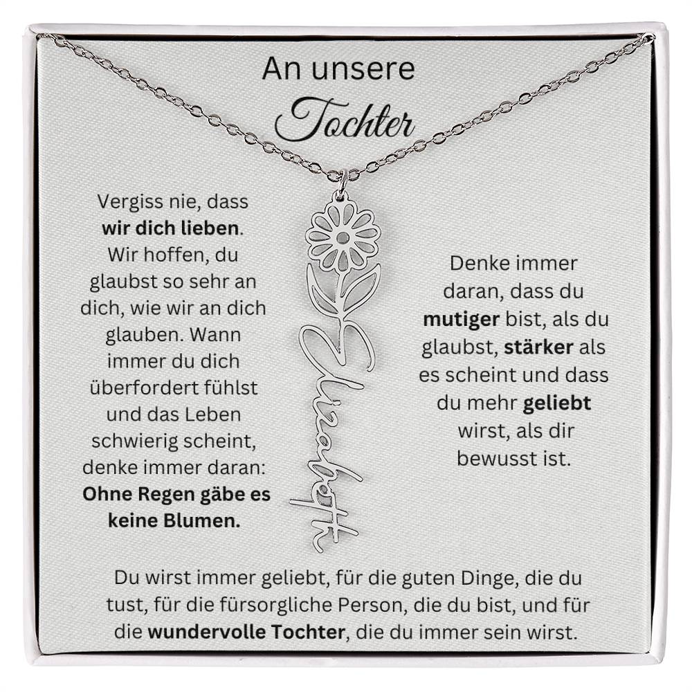 An Unsere Tochter - Vergiss Nie Geburtsblumen Kette Personalisierbar Mit Namen