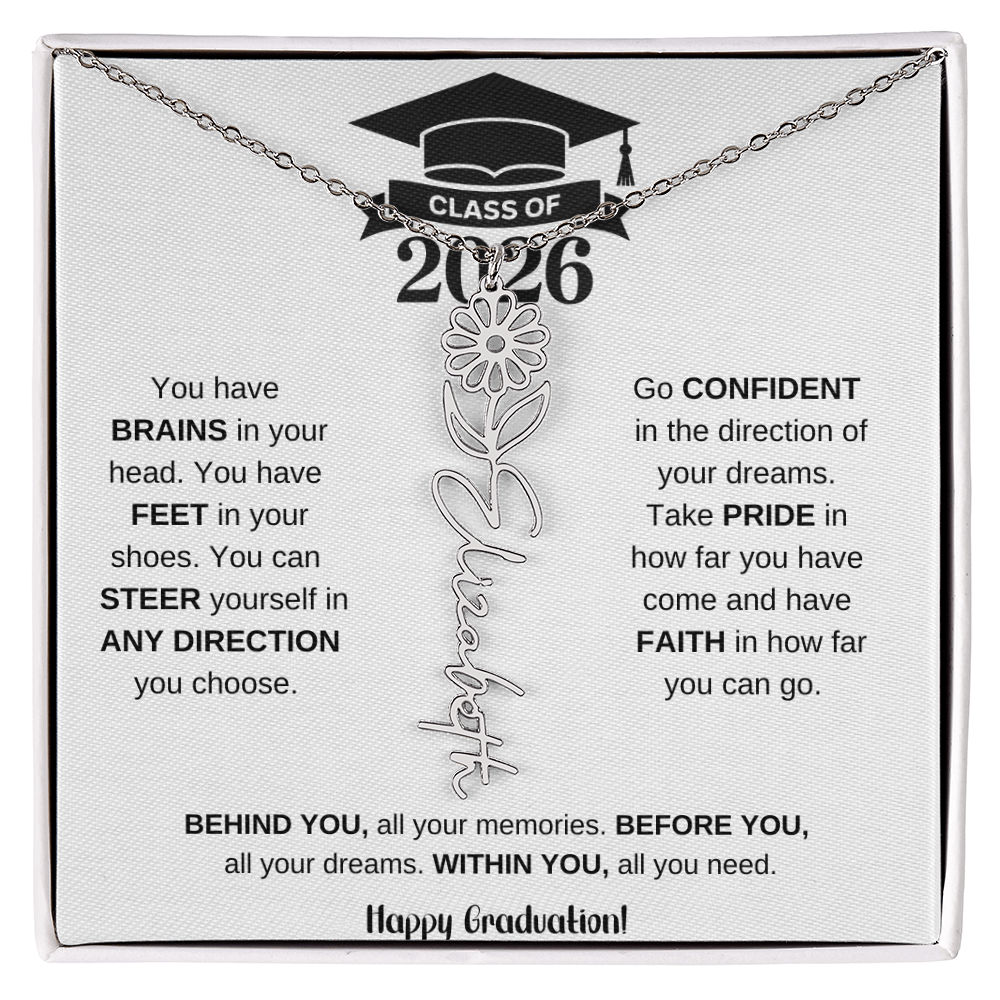 Personalized 2026 Graduation Gift Birth Month Flower Necklace
