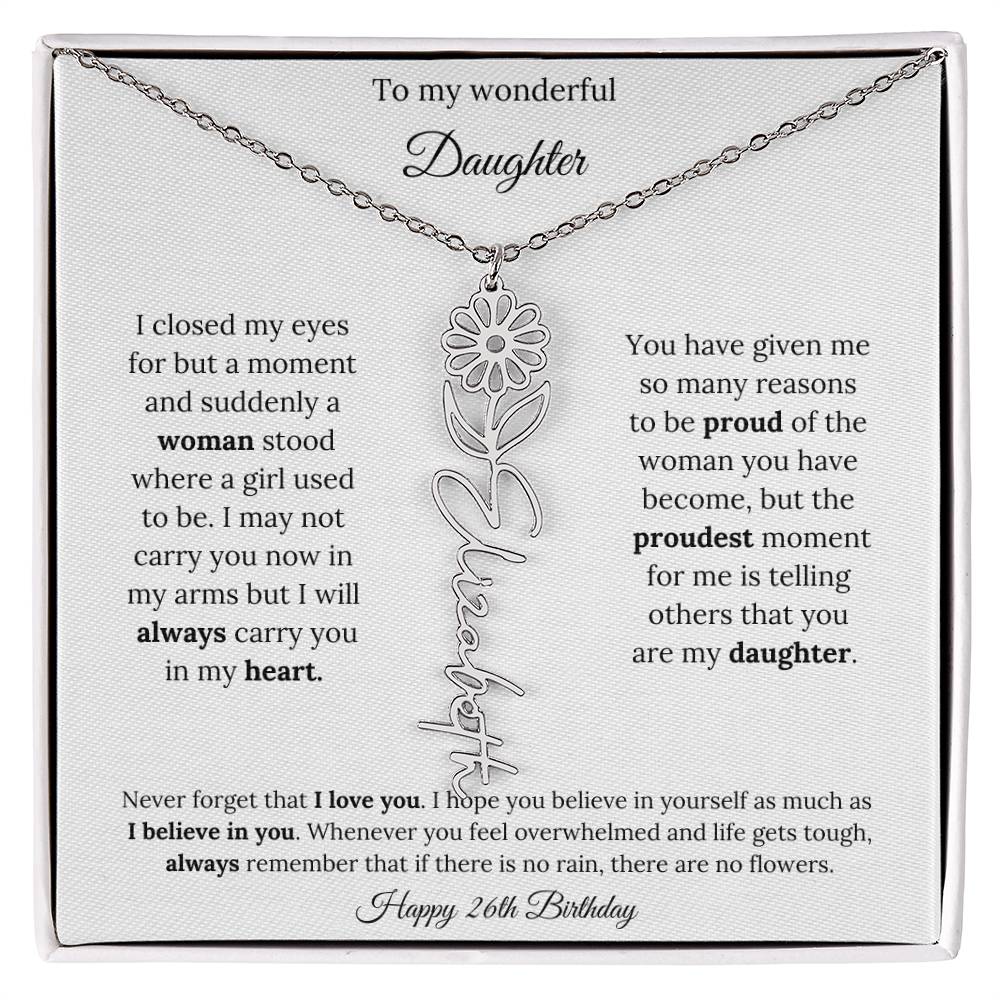Happy 26th Birthday | Never Forget That I Love You | Flower Name Necklace
