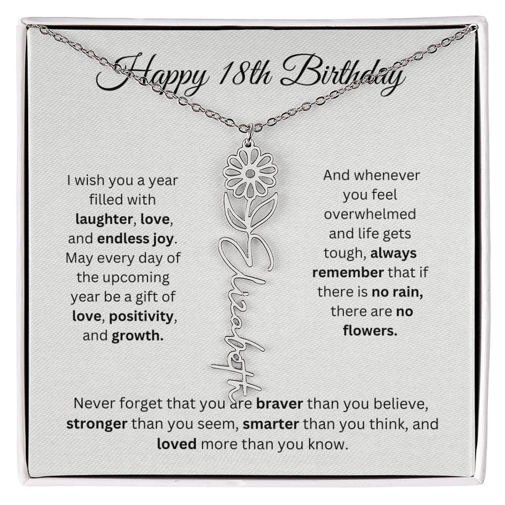 Happy 18th Birthday - Flower Name Necklace