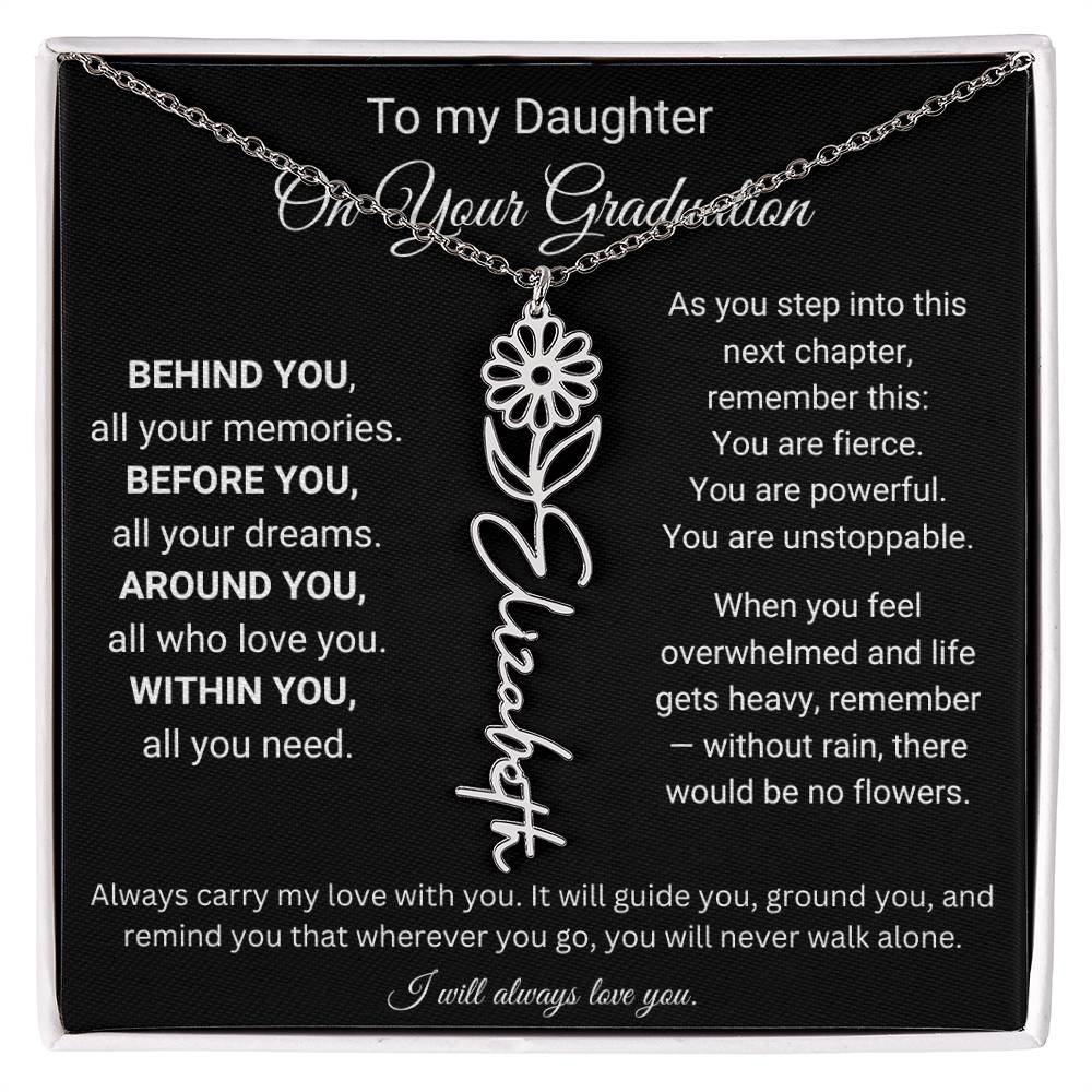 To My Daughter On Your Graduation | Carry My Love | Flower Name Necklace