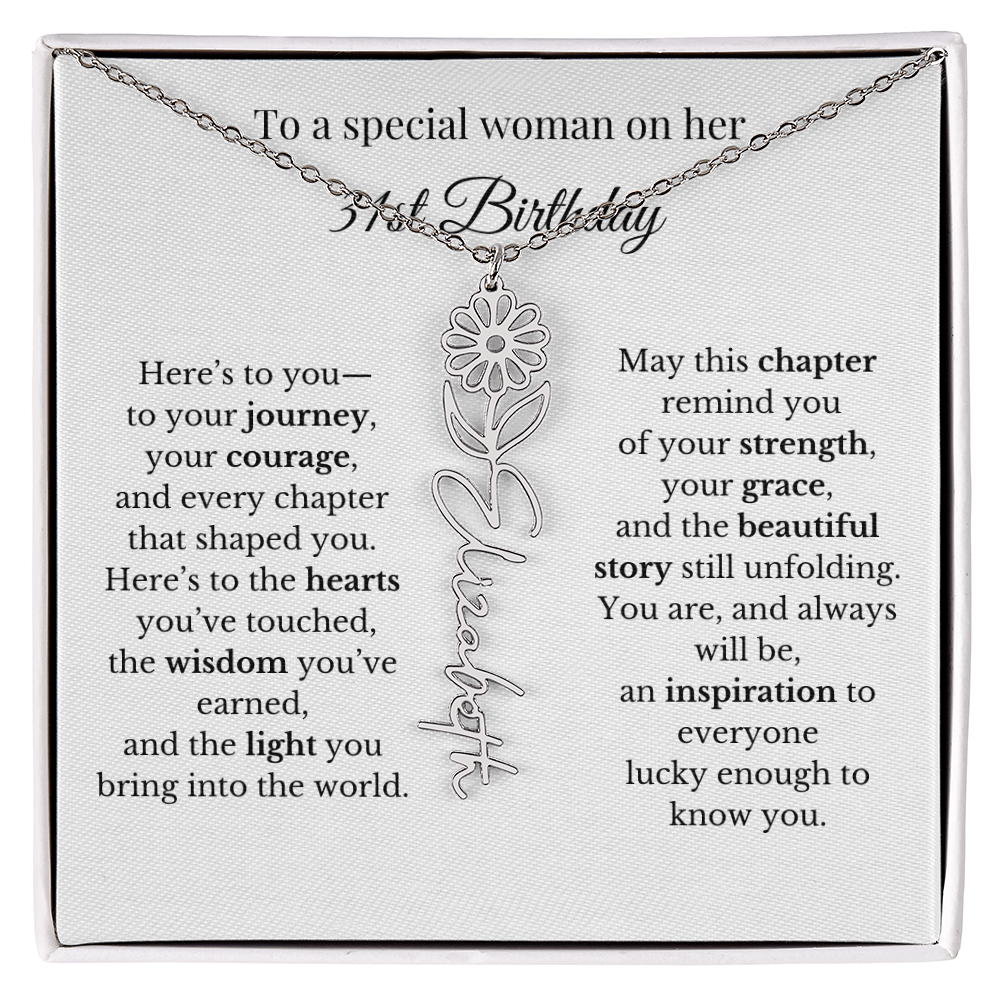 31st Birthday Gift for Her Birth Flower Name Necklace