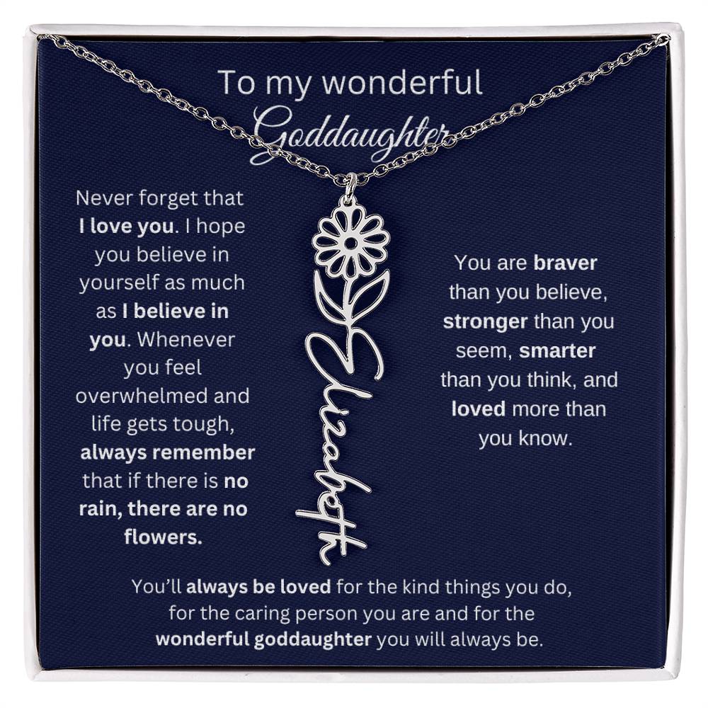 To My Wonderful Goddaughter - I Love You - Flower Name Necklace