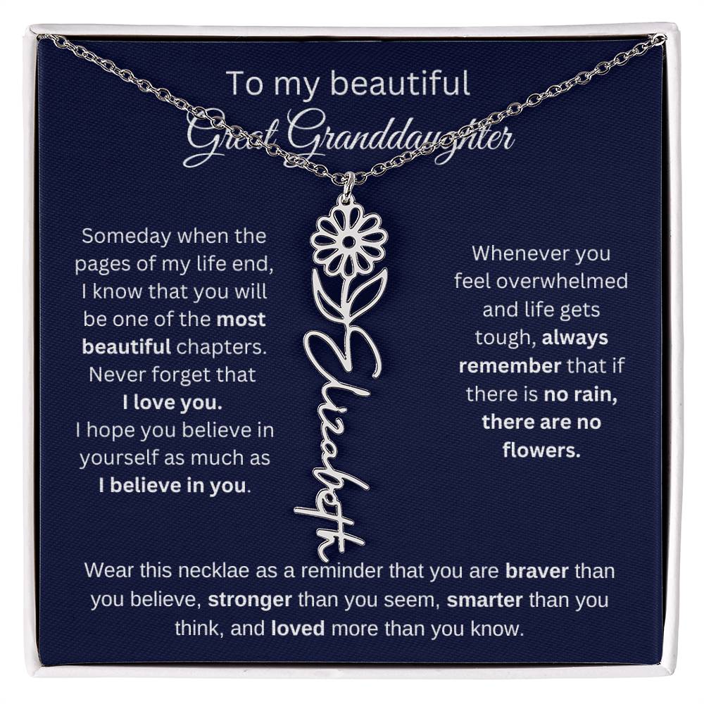 To My Beautiful Great Goddaughter Flower Necklace 2