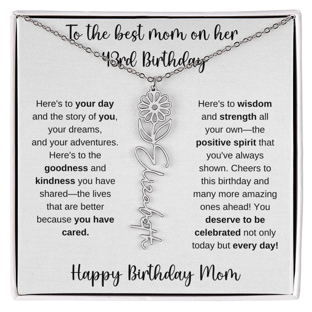 To The Best Mom - Happy 43rd Birthday | Flower Name Necklace