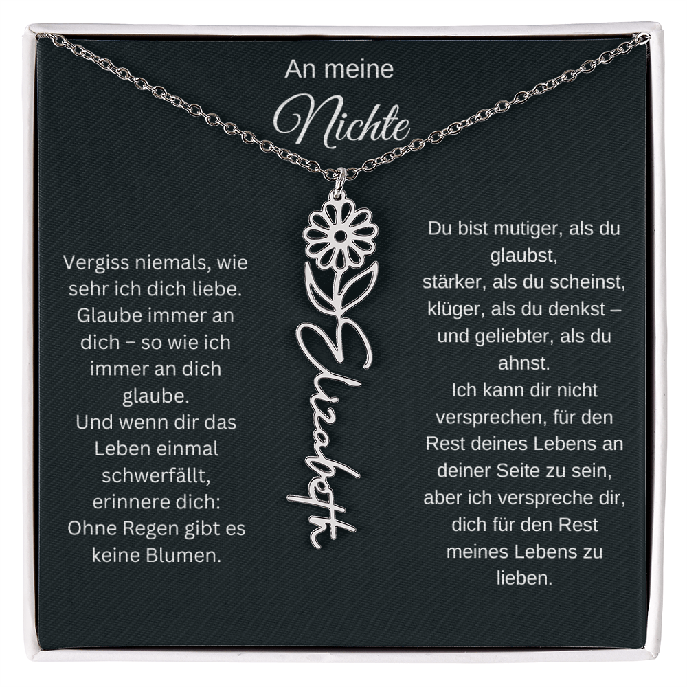 An meine Nichte Geburtsblume Namenskette mit Gravur Geschenk Geburtstag Weihnachten