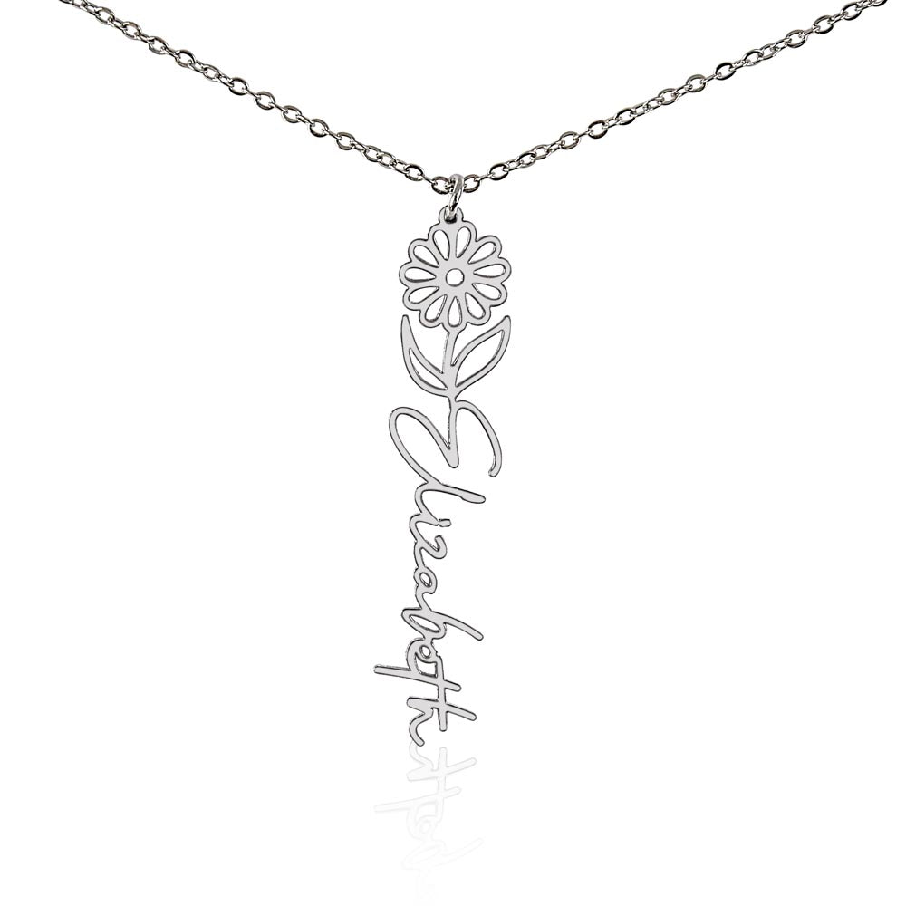Happy 14th Birthday - Flower Name Necklace