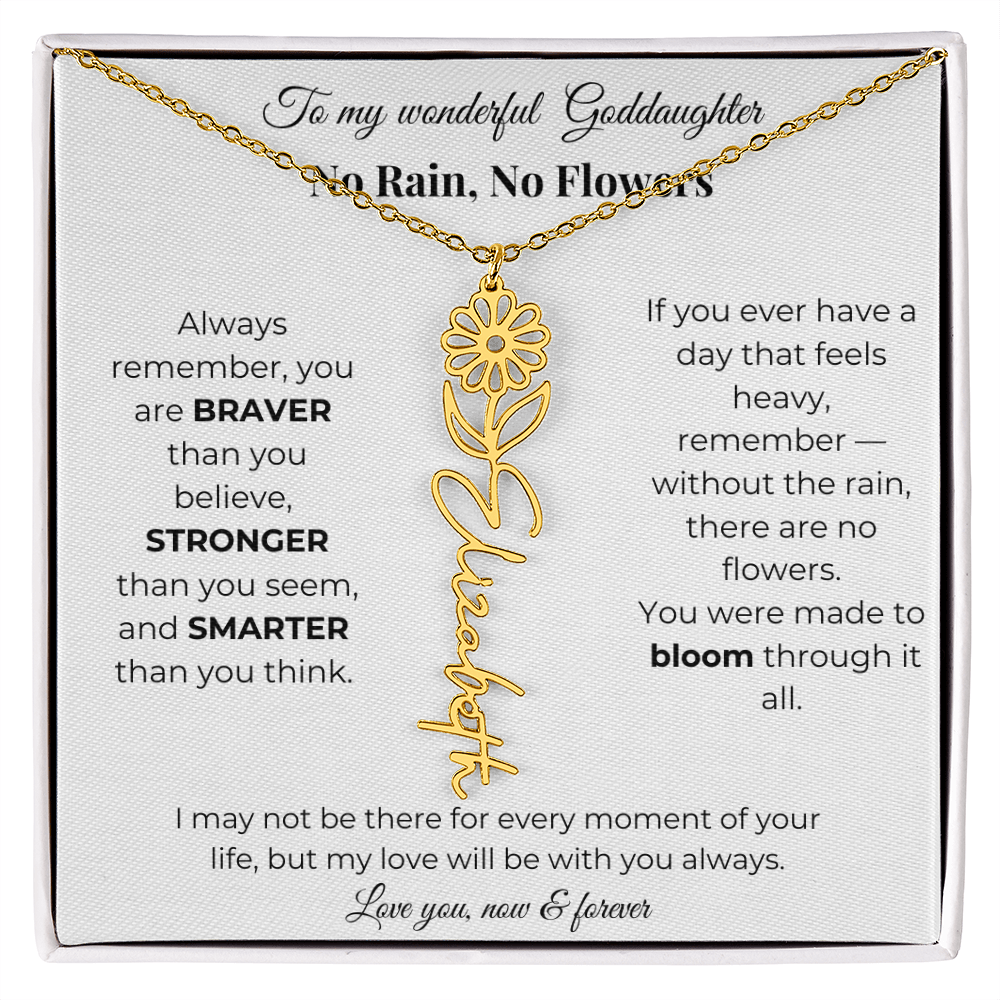 Birth Flower Necklace for Goddaughter with Message Card