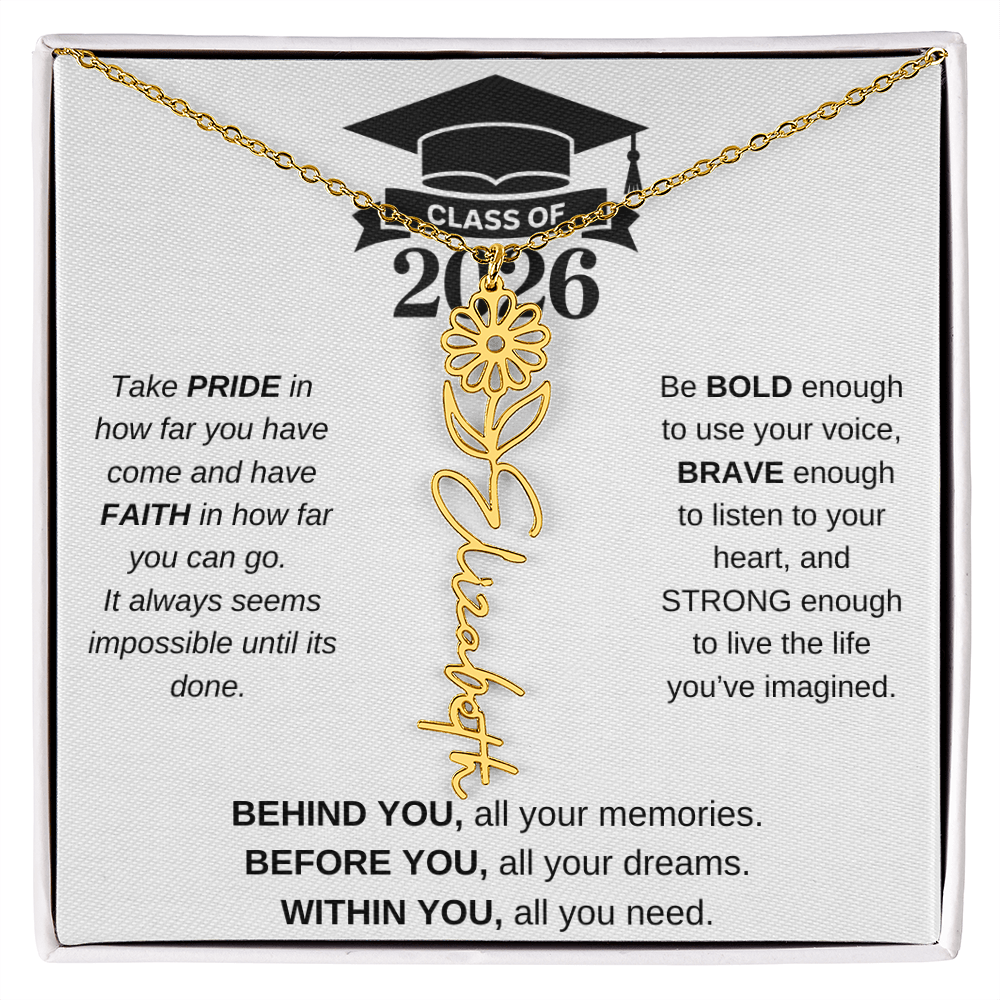 2026 Graduation Jewelry Birthmonth Flower Name Necklace