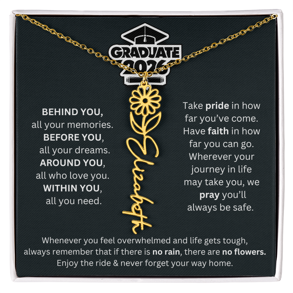 2026 Graduation Gift | Birth Flower Name Necklace 1