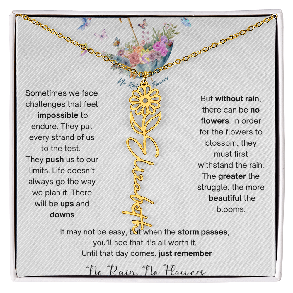 No Rain No Flowers 3 - Flower Name Necklace
