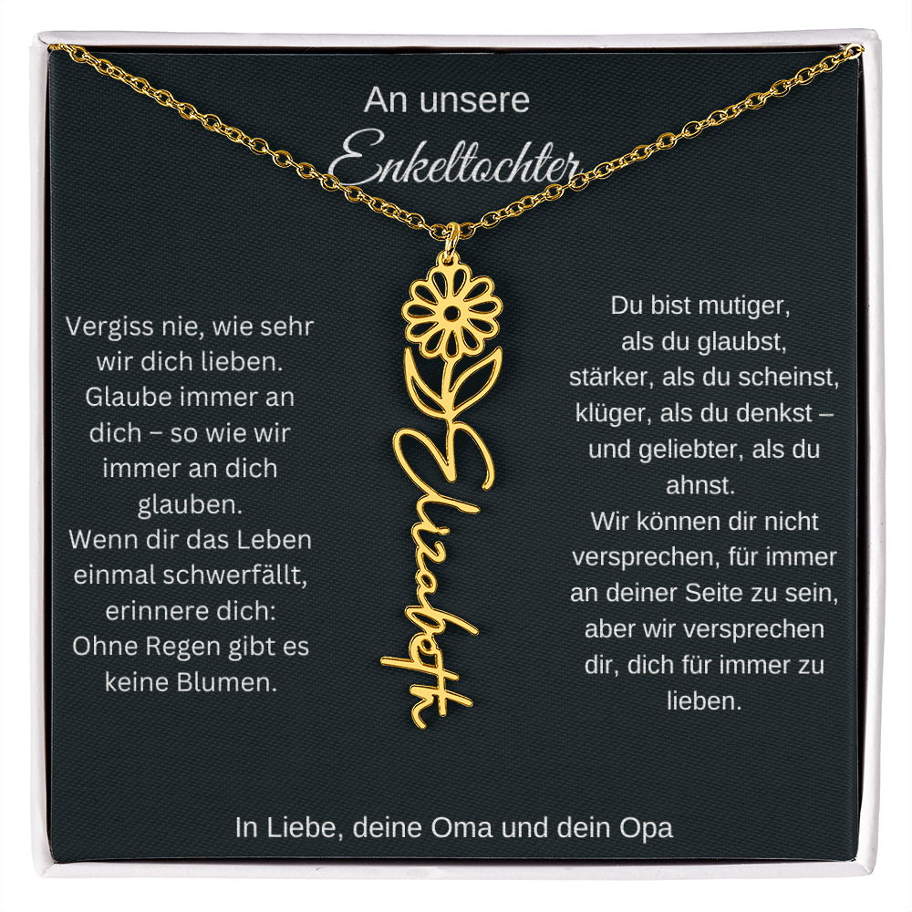 Geburtsblume Namenskette Enkeltochter Silber Gold personalisierte Gravur Kette Geschenk