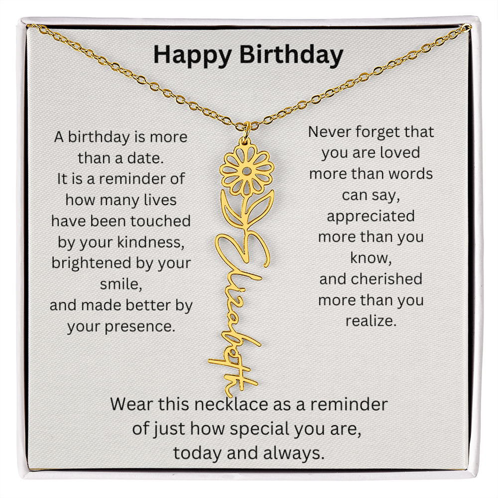 Meaningful Birthday Gift Birth Flower Name Necklace