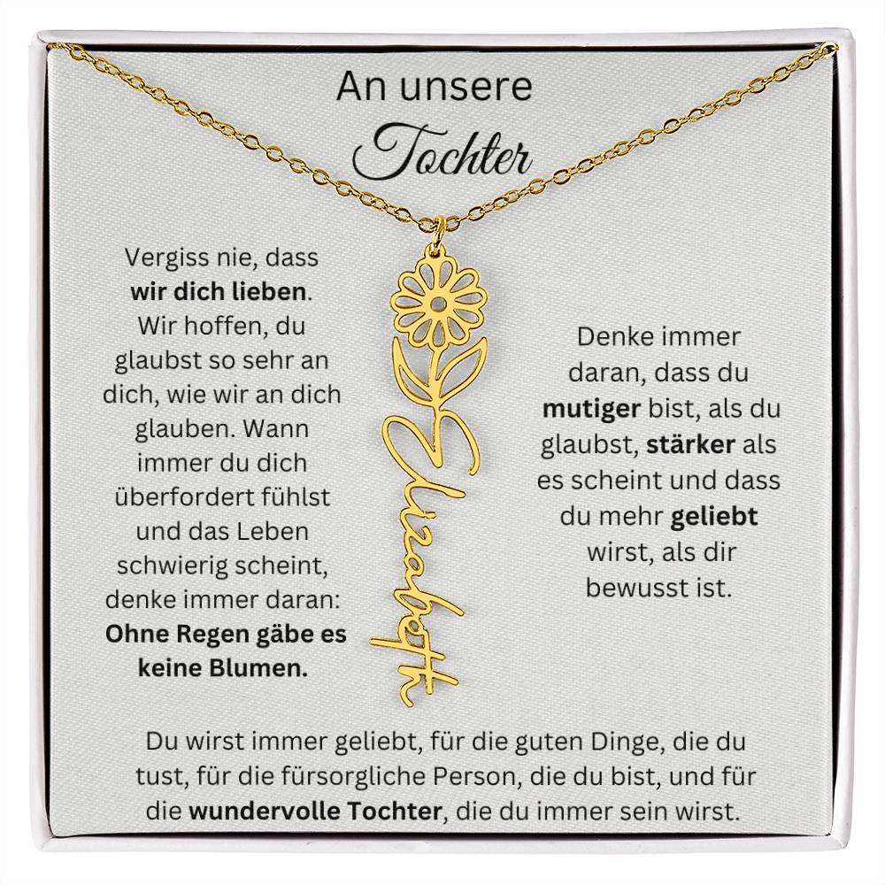 An Unsere Tochter - Vergiss Nie Geburtsblumen Kette Personalisierbar Mit Namen