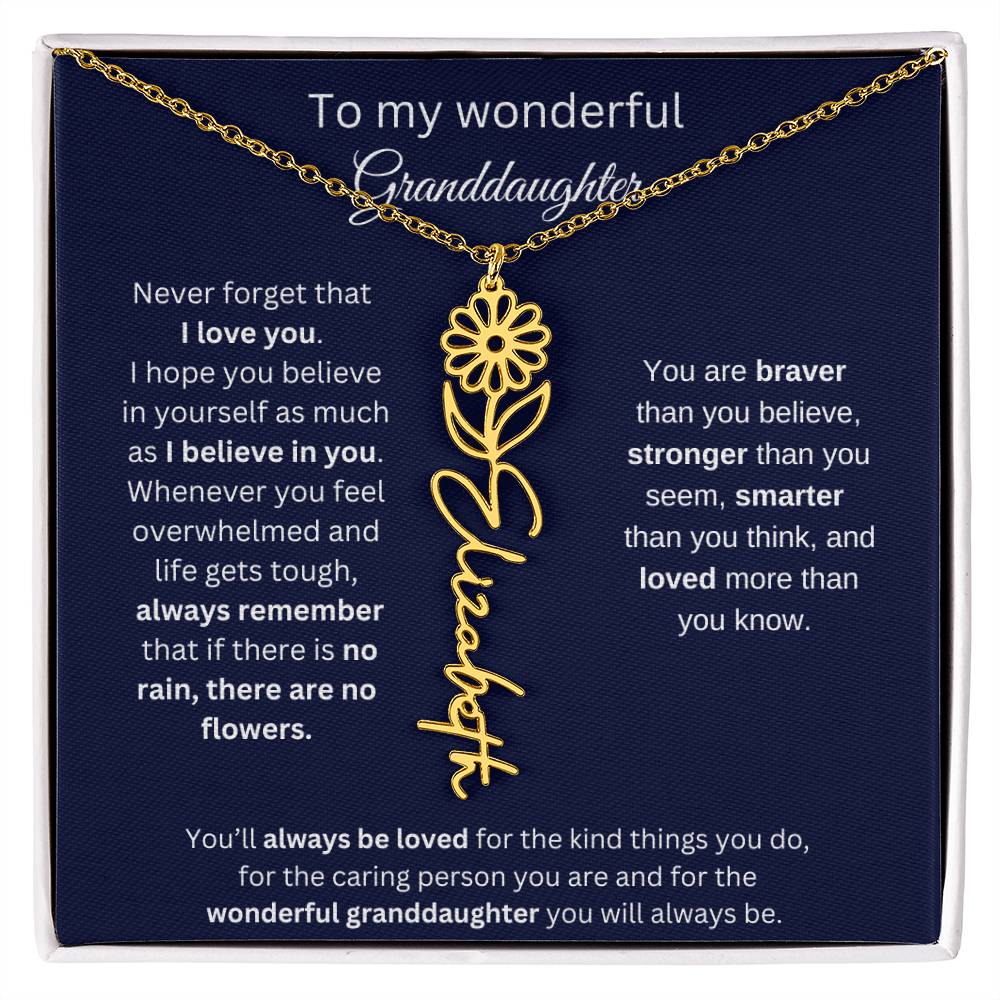 To My Wonderful Granddaughter  Personalized Birth Month Flower Necklace 1