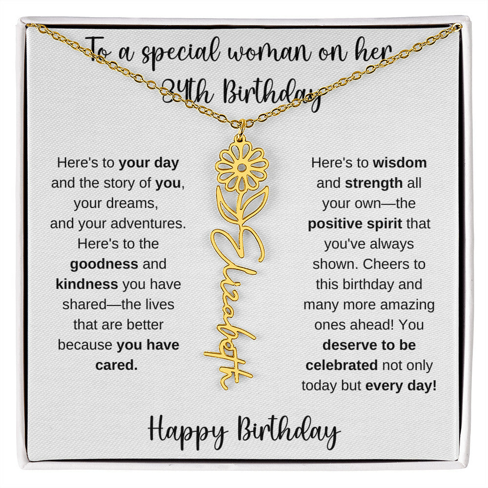 34th Birthday - Flower Name Necklace