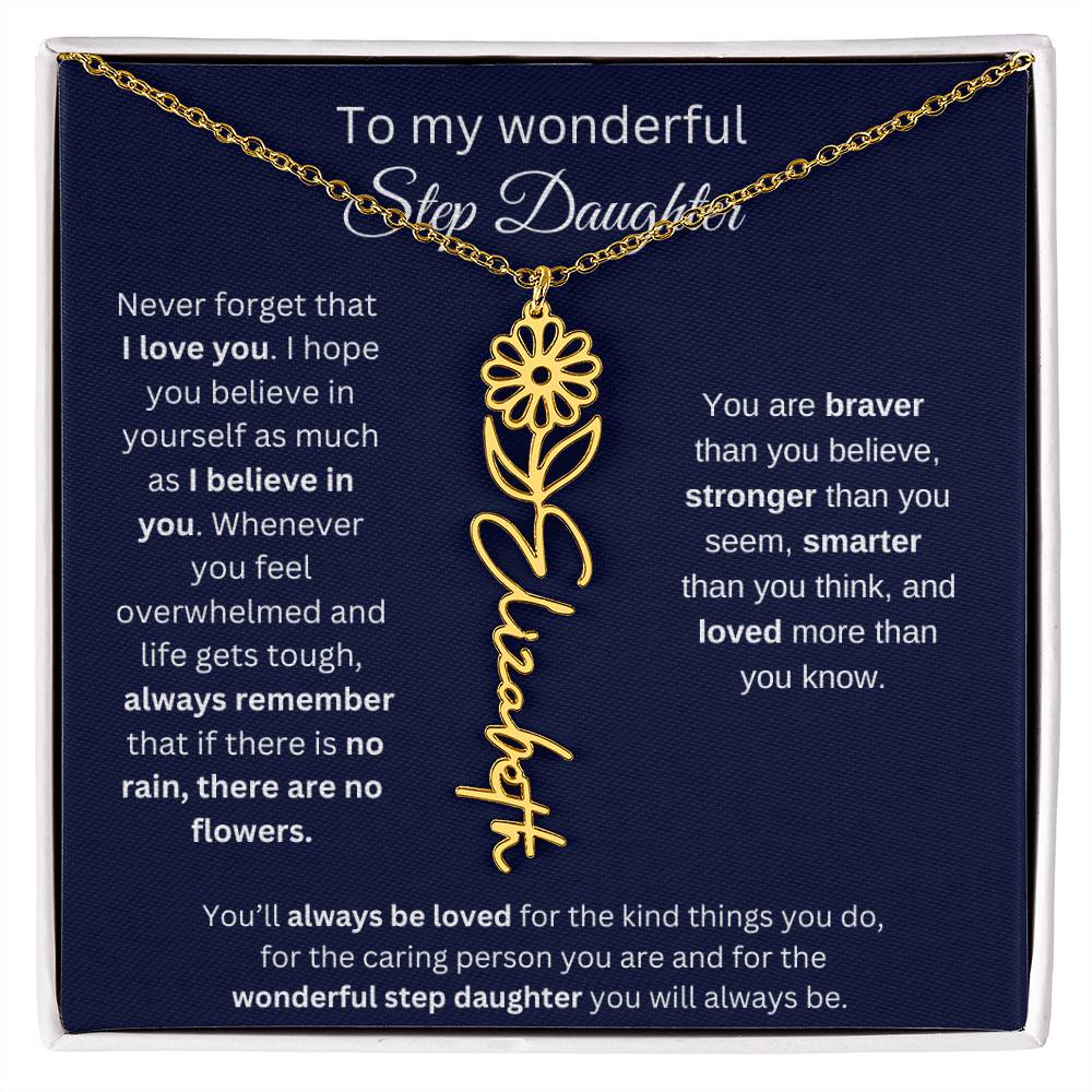 To My  Bonus Daughter Birthmonth Flower Necklace 4