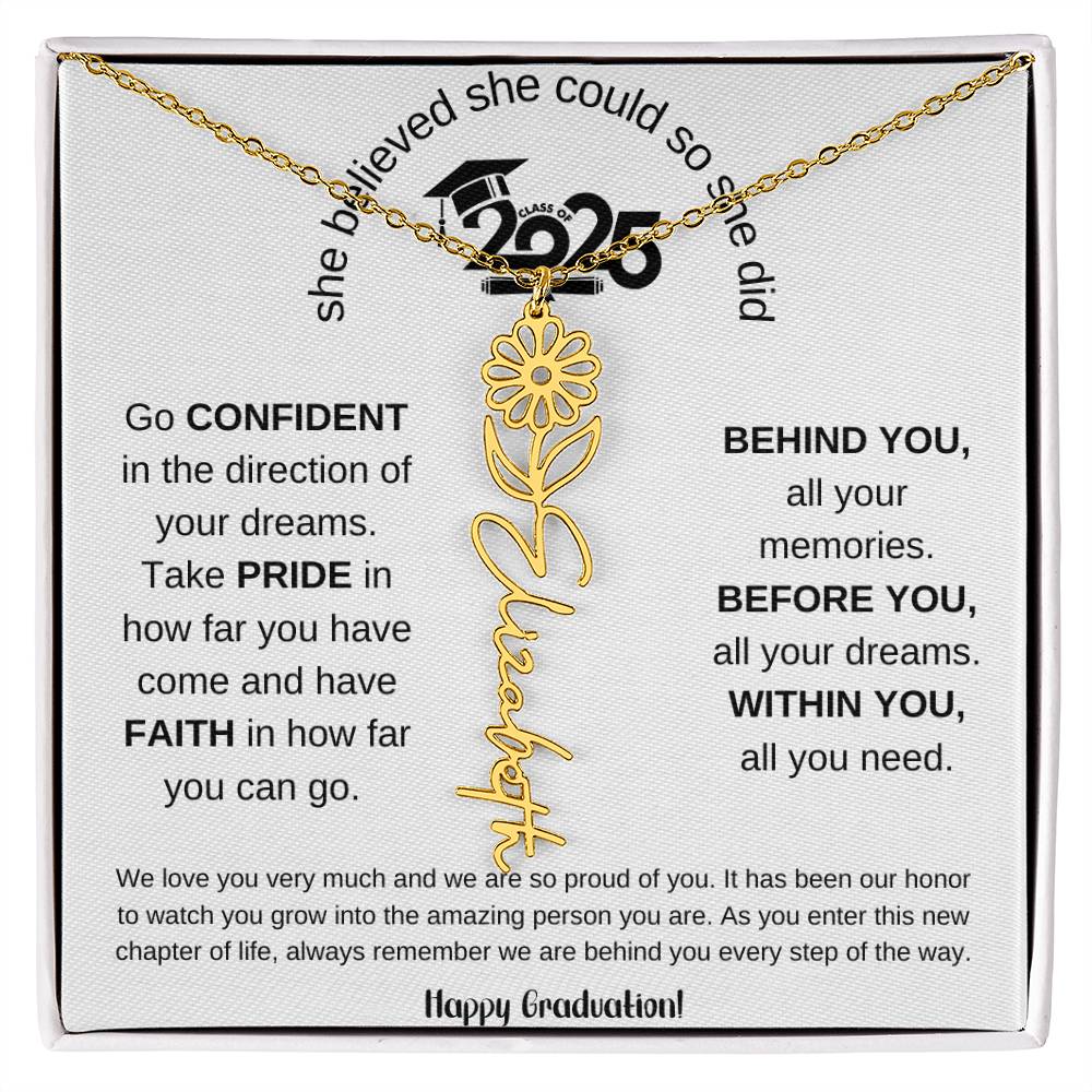 Happy Graduation - Flower Name Necklace