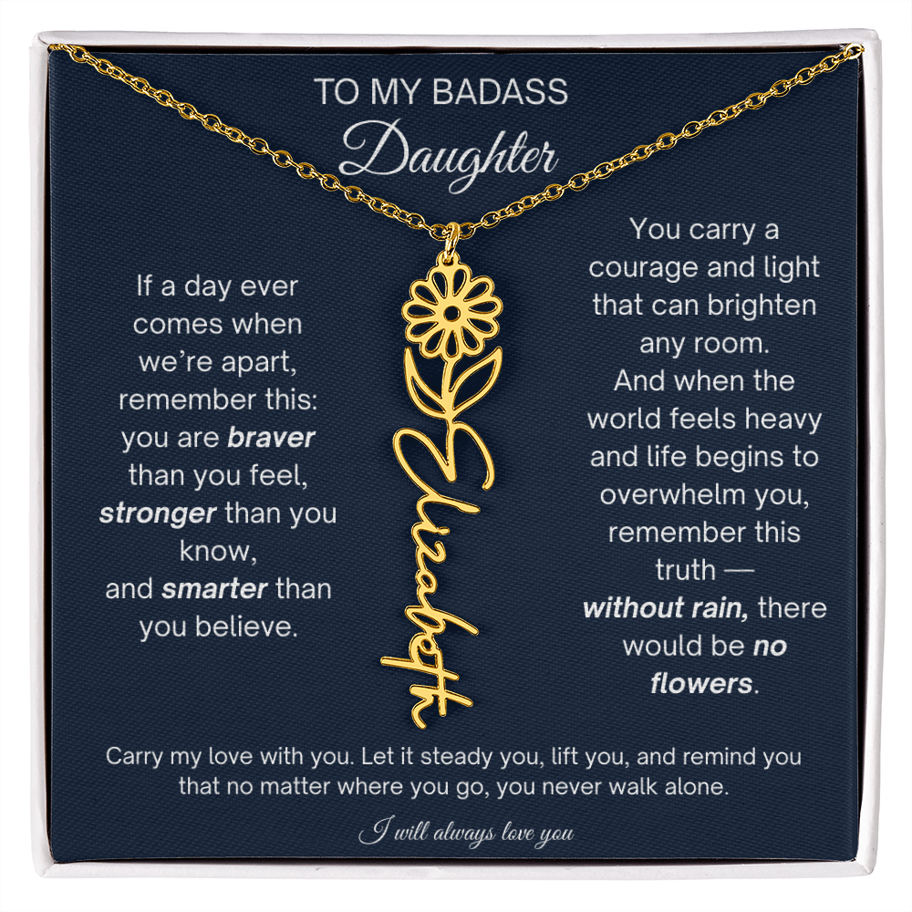 Daughter Encouragement Gift - Personalized Flower Name Necklace