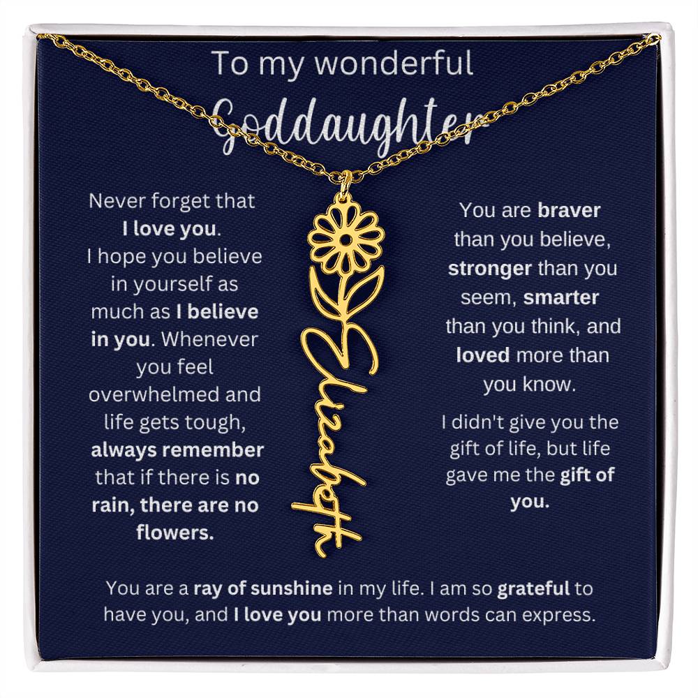 To My Wonderful Goddaughter | You Are Ray Of Sunshine | Flower Name Necklace