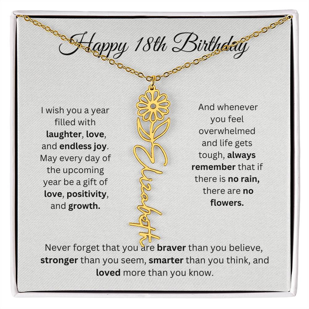 Happy 18th Birthday - Flower Name Necklace