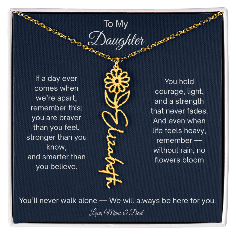 Personalized Daughter Gift - Birth Flower Name Necklace