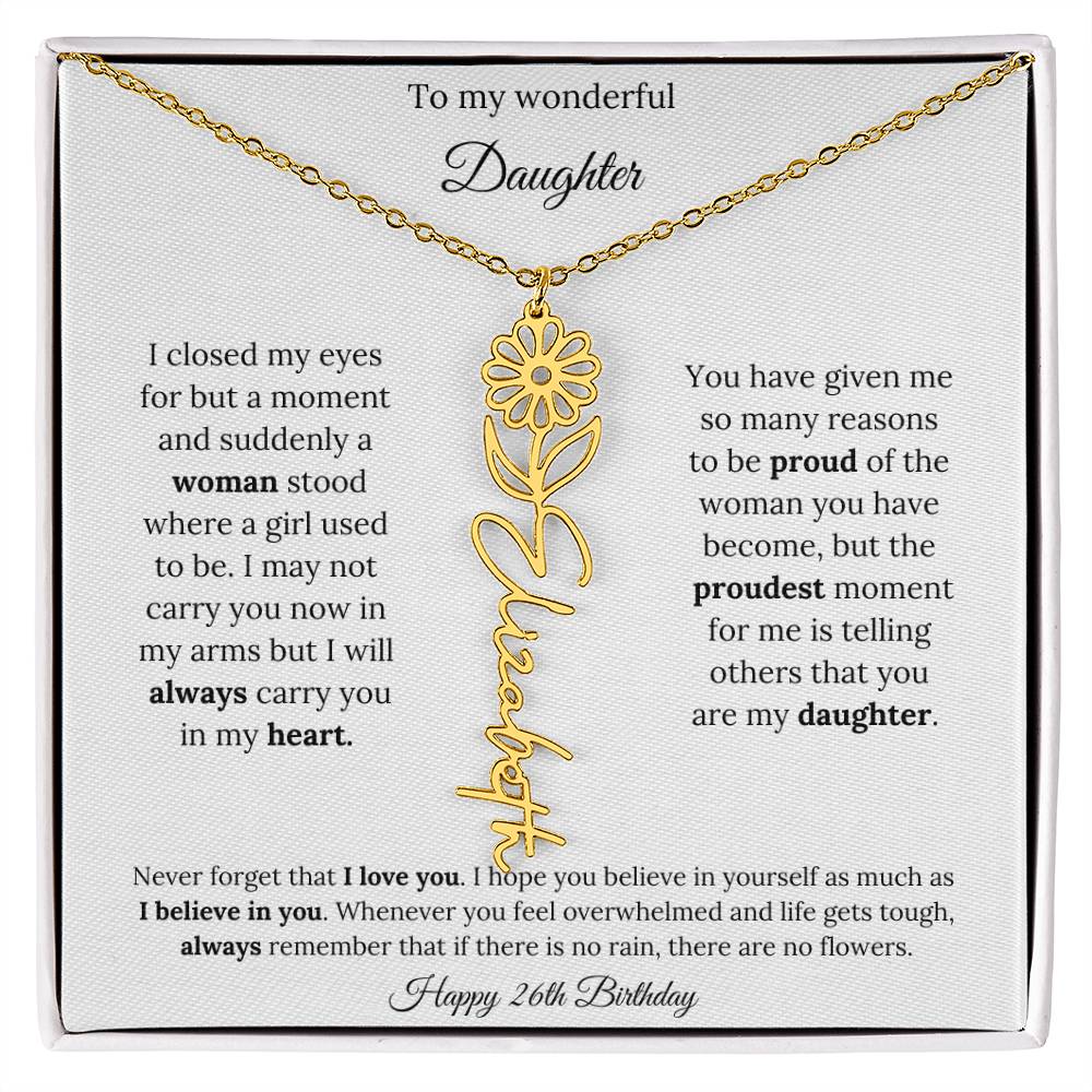 Happy 26th Birthday | Never Forget That I Love You | Flower Name Necklace