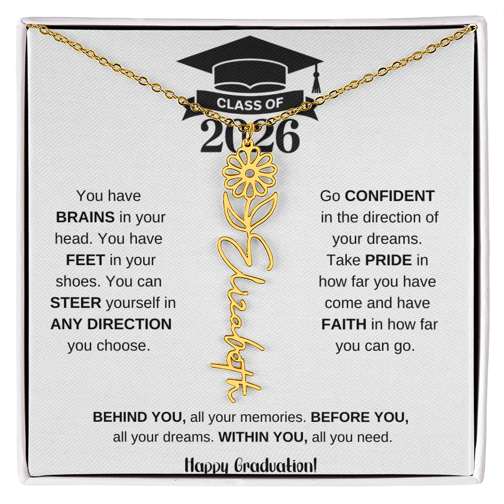 Personalized 2026 Graduation Gift Birth Month Flower Necklace