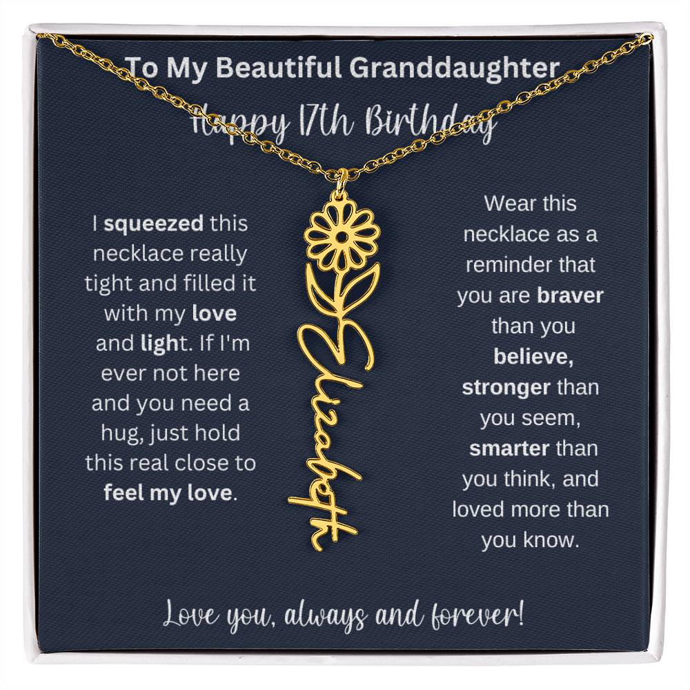 Flower Name Necklace 17th Birthday Necklace Gift To My Granddaughter
