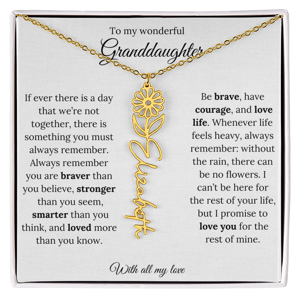 Personalized Birth Flower Name Necklace for Granddaughter