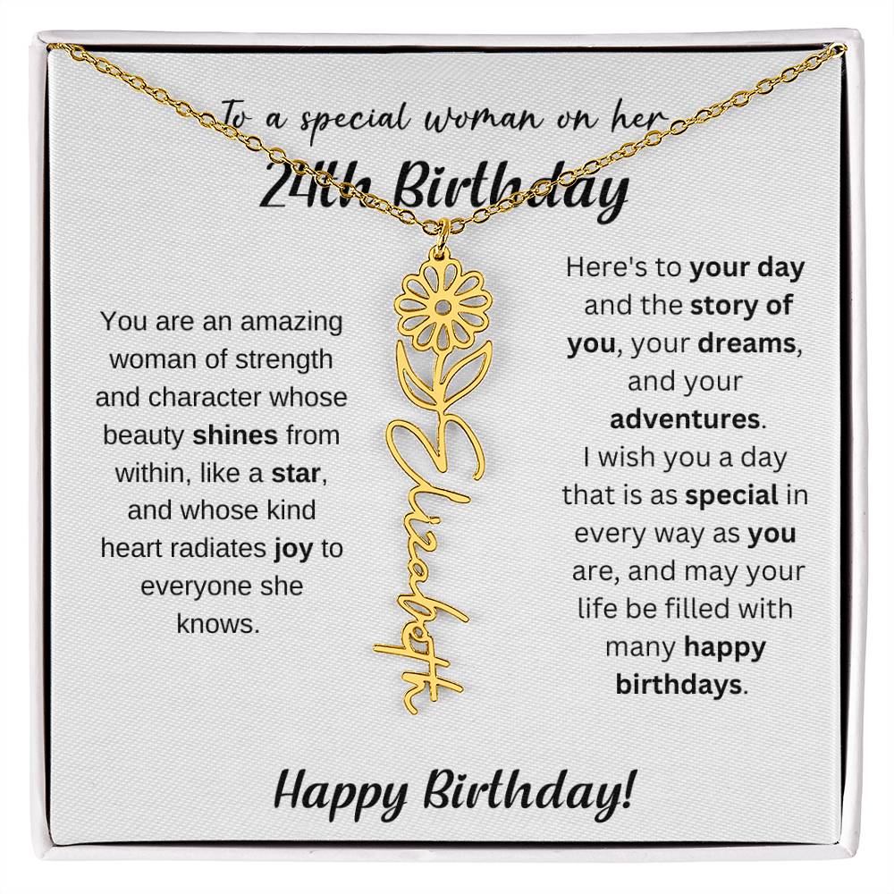 24th Birthday Gift Birthflower Necklace